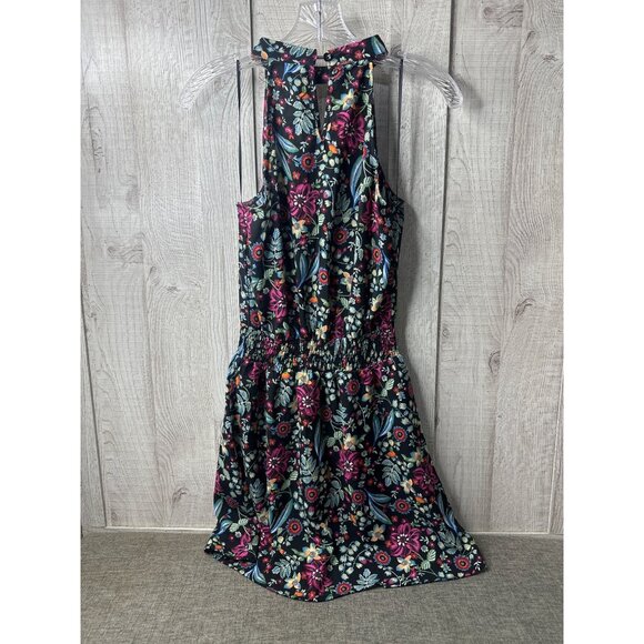 Paper Crane Womens Small Floral Sleeveless Lined Halter Dress Elastic Waist - Picture 2 of 9